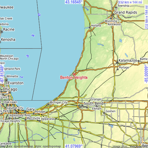 Topographic map of Benton Heights