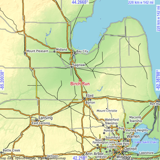 Topographic map of Birch Run