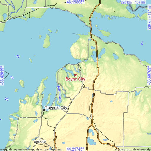 Topographic map of Boyne City