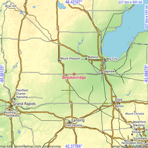 Topographic map of Breckenridge