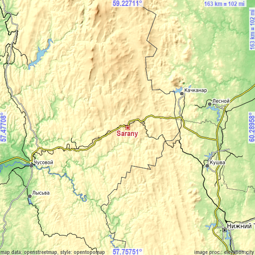 Topographic map of Sarany