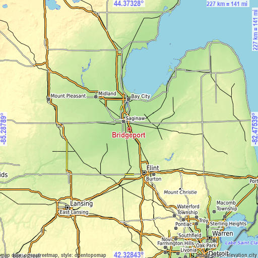 Topographic map of Bridgeport