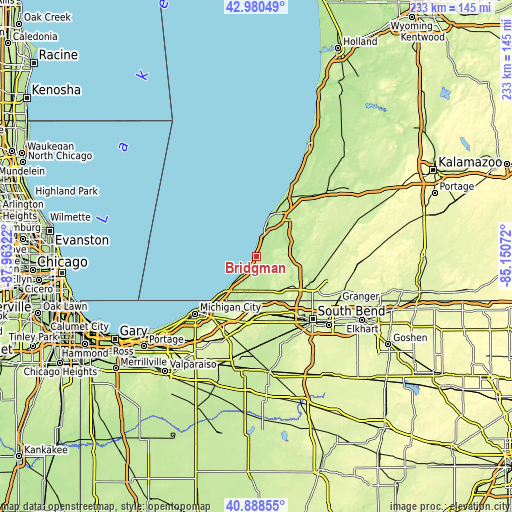 Topographic map of Bridgman