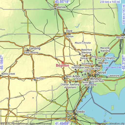 Topographic map of Brighton