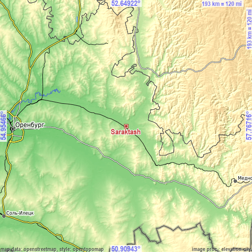 Topographic map of Saraktash