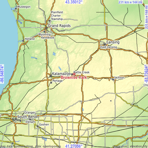 Topographic map of Brownlee Park