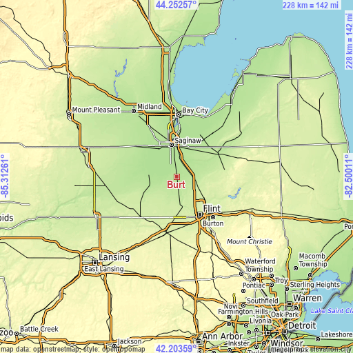 Topographic map of Burt