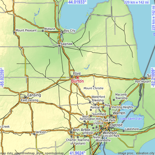 Topographic map of Burton