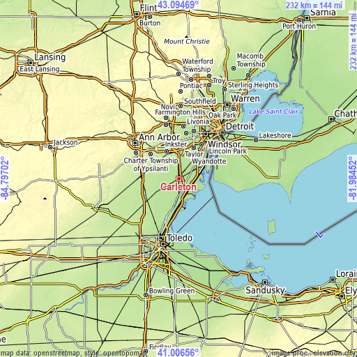 Topographic map of Carleton