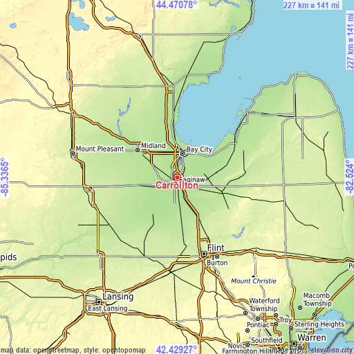 Topographic map of Carrollton