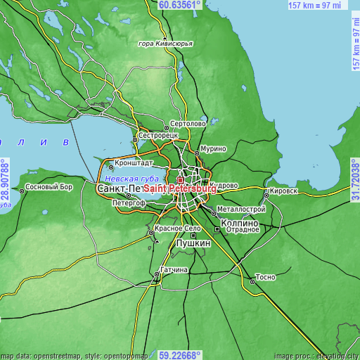 Topographic map of Saint Petersburg