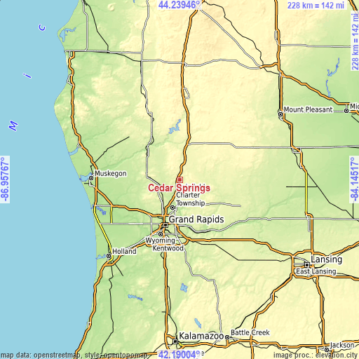 Topographic map of Cedar Springs