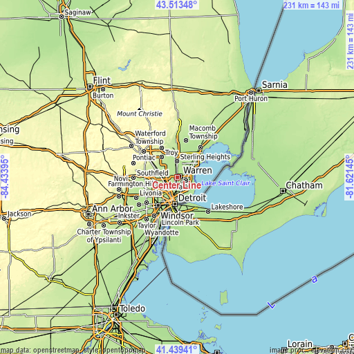 Topographic map of Center Line