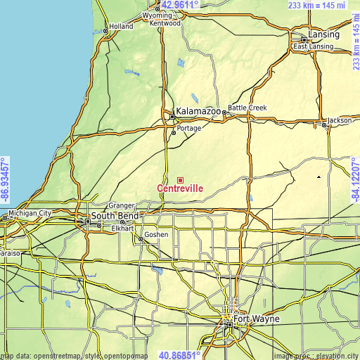 Topographic map of Centreville