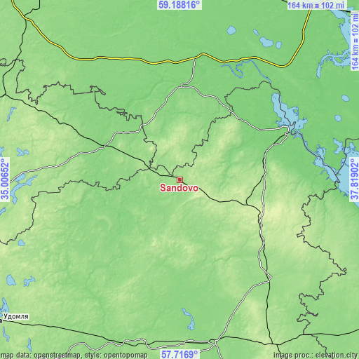Topographic map of Sandovo