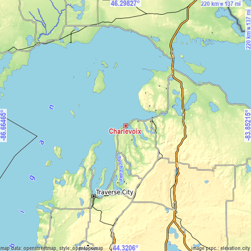 Topographic map of Charlevoix