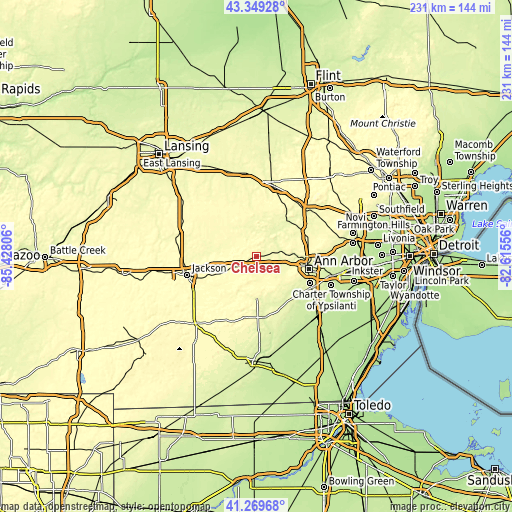 Topographic map of Chelsea