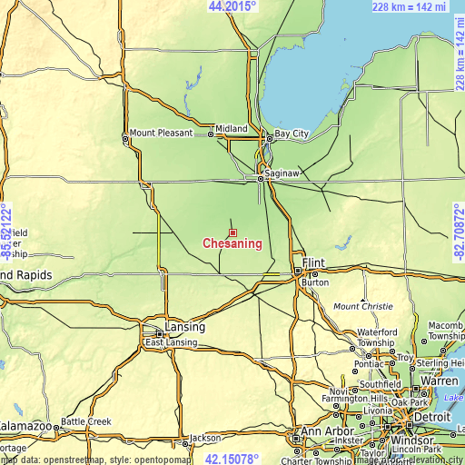 Topographic map of Chesaning