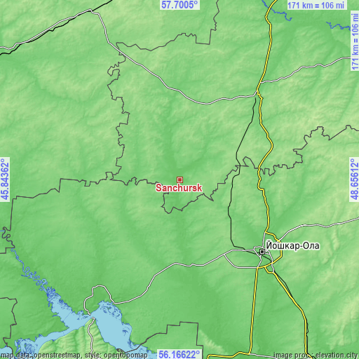 Topographic map of Sanchursk