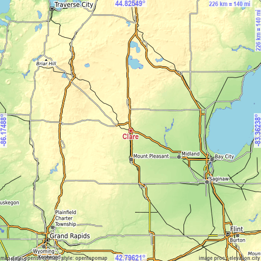 Topographic map of Clare