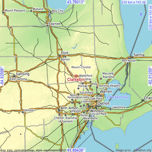 Topographic map of Clarkston