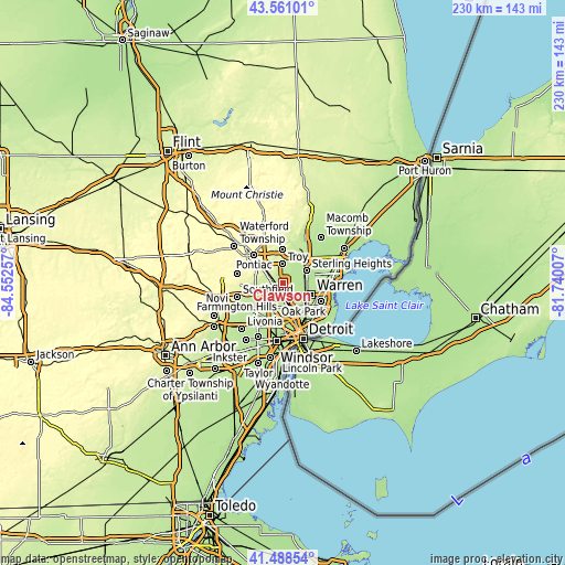 Topographic map of Clawson