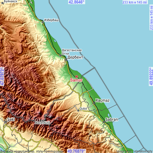 Topographic map of Samur