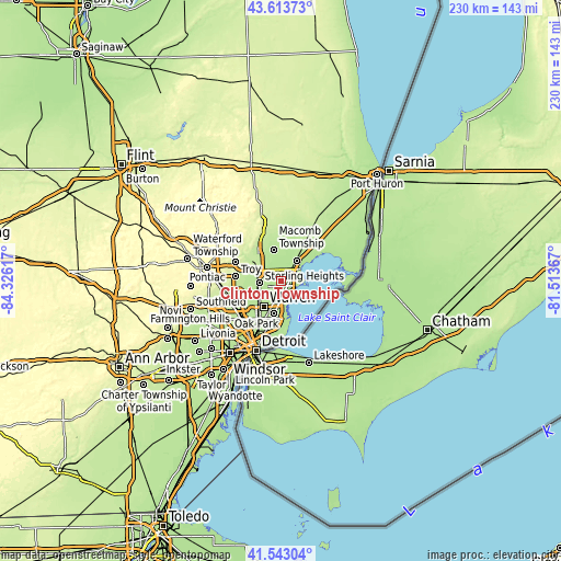 Topographic map of Clinton Township