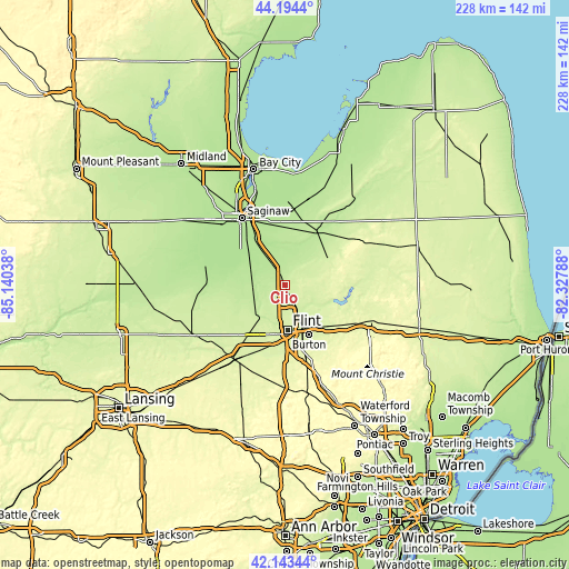 Topographic map of Clio