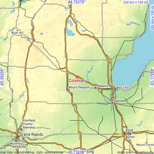 Topographic map of Coleman