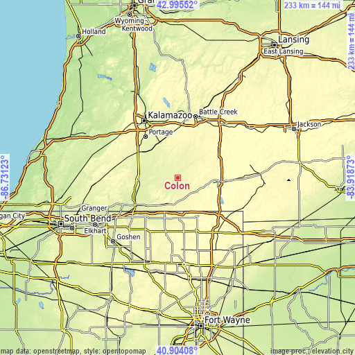 Topographic map of Colon