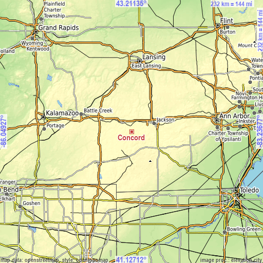 Topographic map of Concord