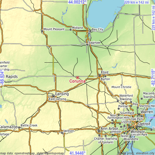 Topographic map of Corunna