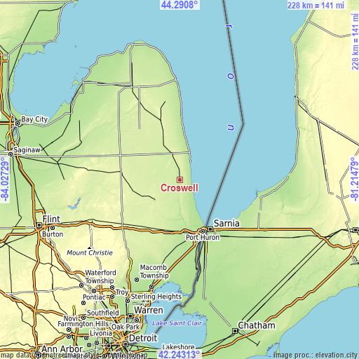 Topographic map of Croswell