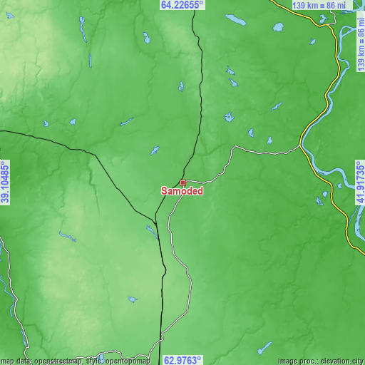 Topographic map of Samoded