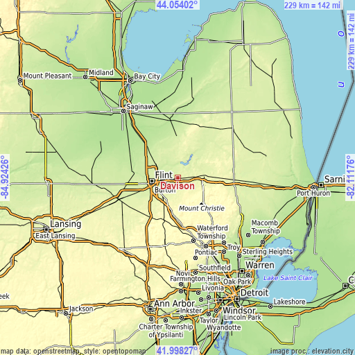 Topographic map of Davison