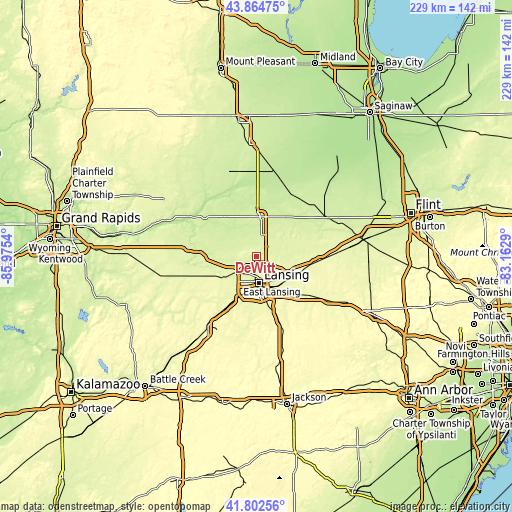 Topographic map of DeWitt