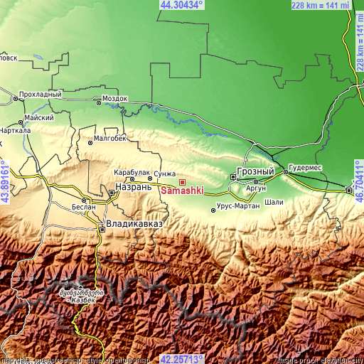 Topographic map of Samashki