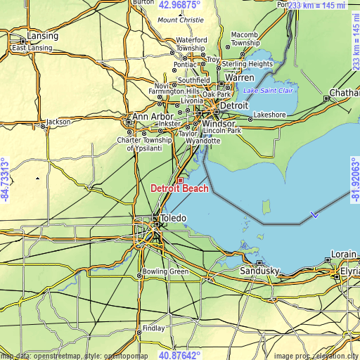 Topographic map of Detroit Beach