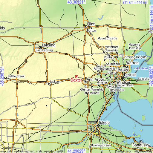 Topographic map of Dexter