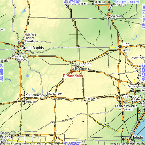 Topographic map of Dimondale