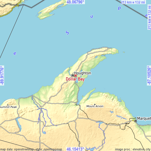 Topographic map of Dollar Bay