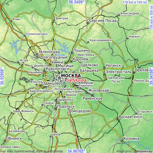 Topographic map of Saltykovka