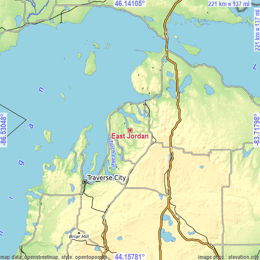 Topographic map of East Jordan