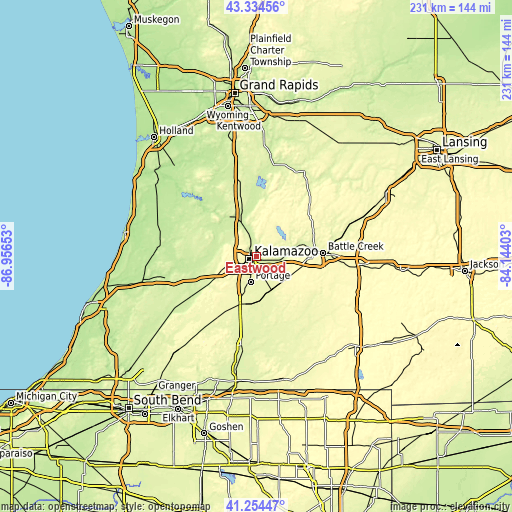 Topographic map of Eastwood