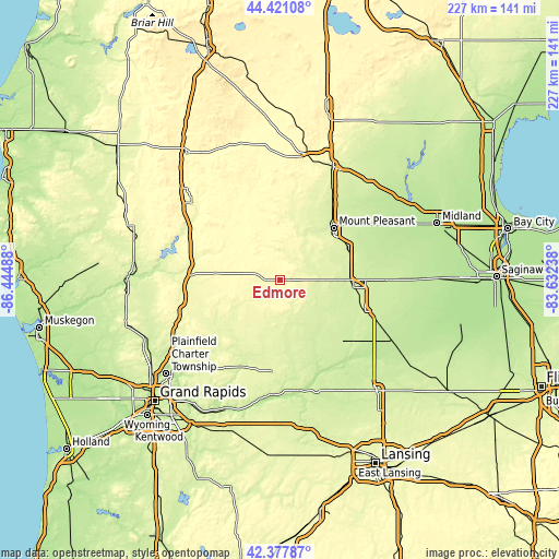 Topographic map of Edmore