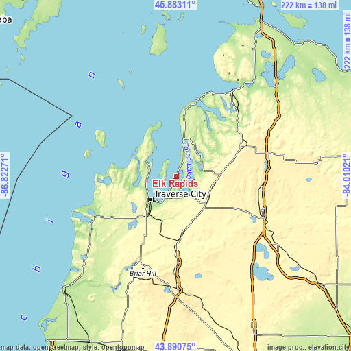 Topographic map of Elk Rapids