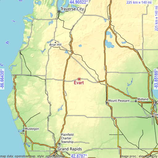 Topographic map of Evart