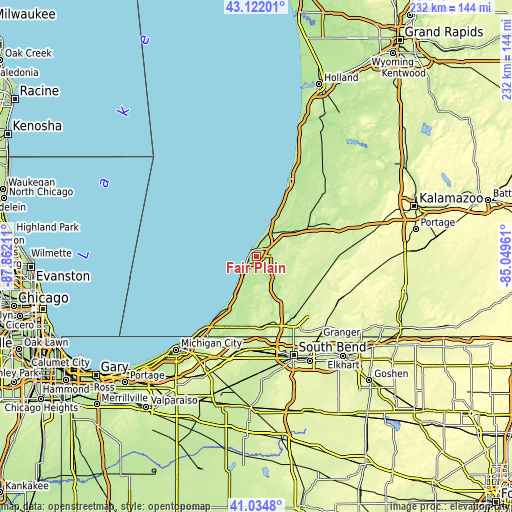 Topographic map of Fair Plain