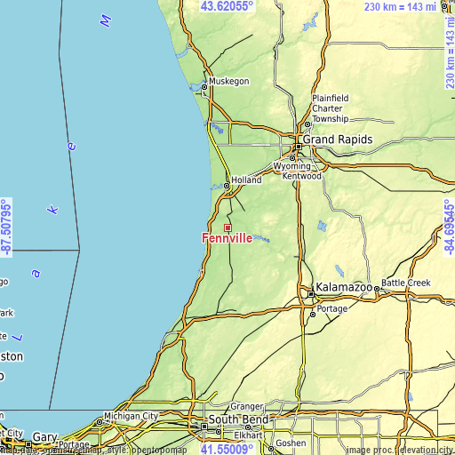 Topographic map of Fennville